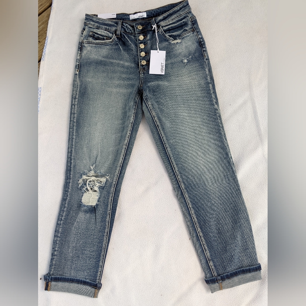 Vervet "Skeeter" Jean sz 28  stretch Boyfriend Jean Distressed
